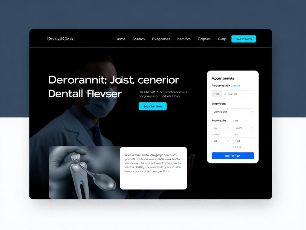 Dark, minimal dental clinic website concept with an appointment booking panel