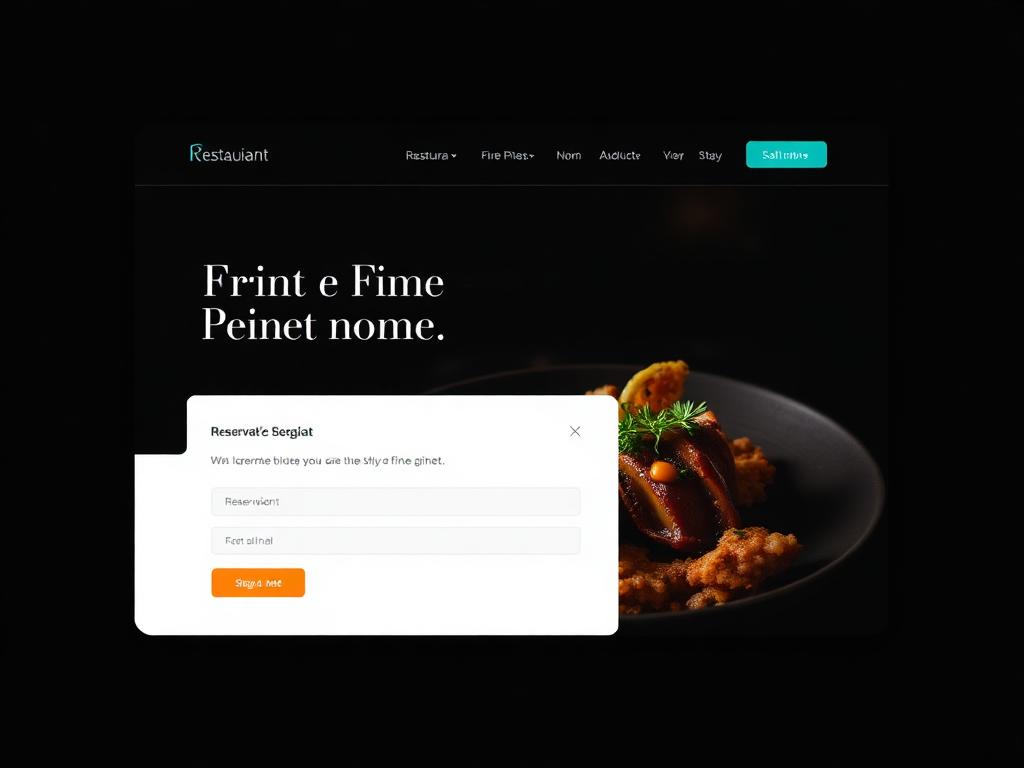 Fine dining restaurant website concept with reservation form and plated dish photography